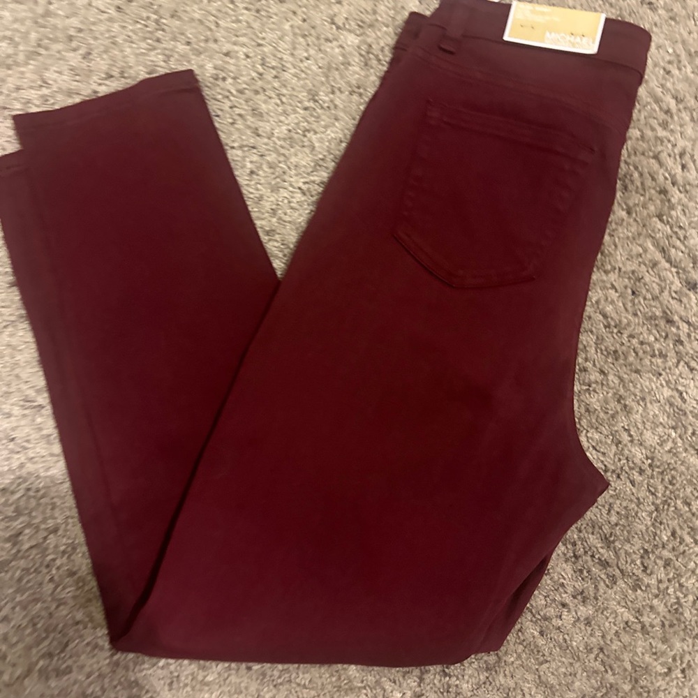 Michael Kors Skinny High Rise Jeans Merlot size 12. New With Tags